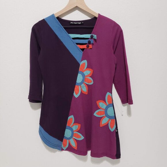 Leopards & Roses | Women's SIZE S Embroidered Art-to-Wear Artsy Tunic Shirt Y2K - Picture 8 of 8